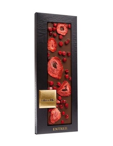 chocoMe Chocolate con Leche 41% con Fresa y Grosella Roja Liofilizada