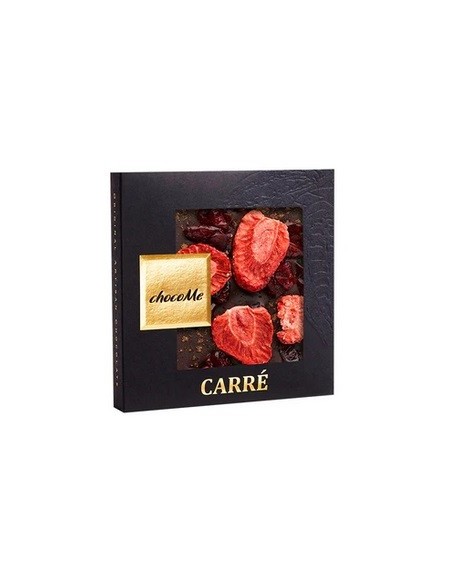 chocoMe Chocolate Negro V66% con Nuez Moscada, Arándano Rojo y Trozos de Fresa para Tempranillo 50g