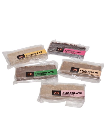 Chocolate crujiente con leche 35% y avellanas 45%